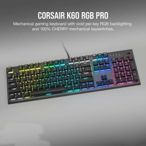 کیبورد گیمینگ مکانیکال با سیم کورسیر مدل  K60 RGB PRO CHERRY VIOLA